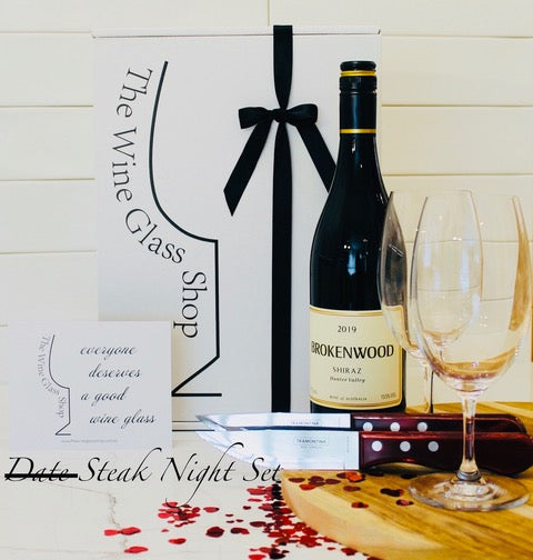 Large Red Wine Glass Shiraz and Steak Knife Gift Set