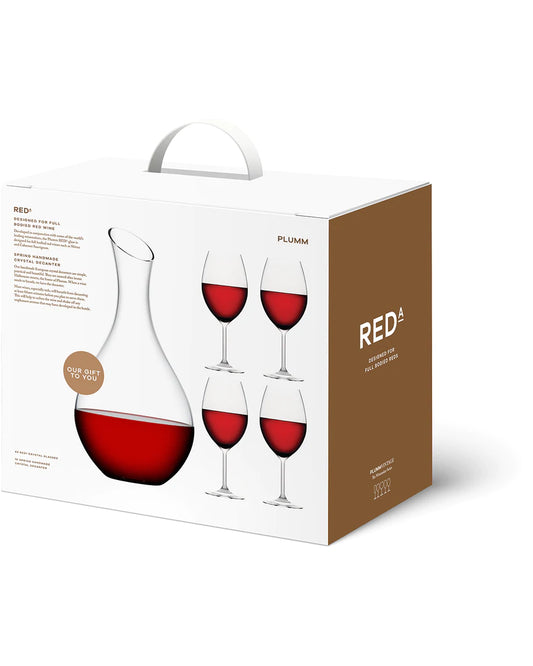 Red Wine Glass & Decanter Gift Set with Plumm Red A Wine Glass and Spring Decanter 